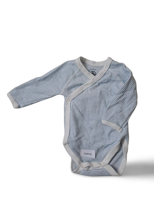 Wickelbody langarm blau-weiss gestreift - Gr. 56
