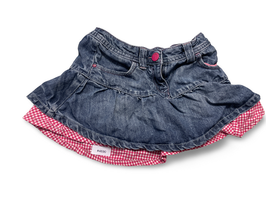 Jeansrock mit karierten Shorts - Gr. 128