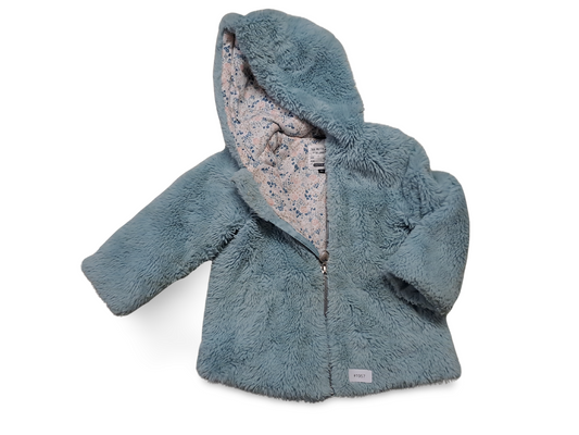 Flauschige hellblaue Kapuzenjacke - Gr. 92