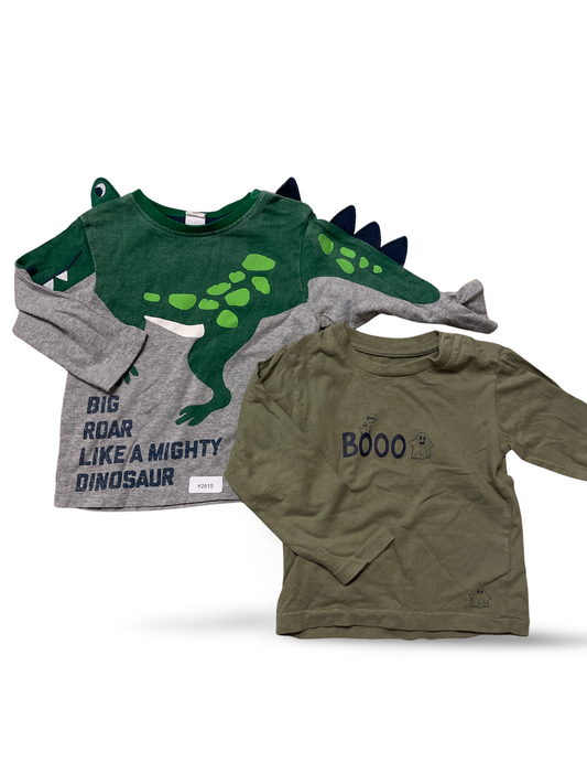 2er Bundle Langarmshirts Dino und Gespenst - Gr. 80