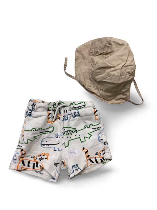 Weisse Shorts mit Tierprint - Gr. 74