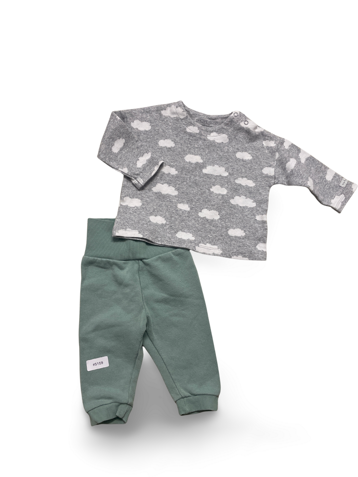 Wolkenshirt mit mintgrüner Jogginghose - Gr. 62