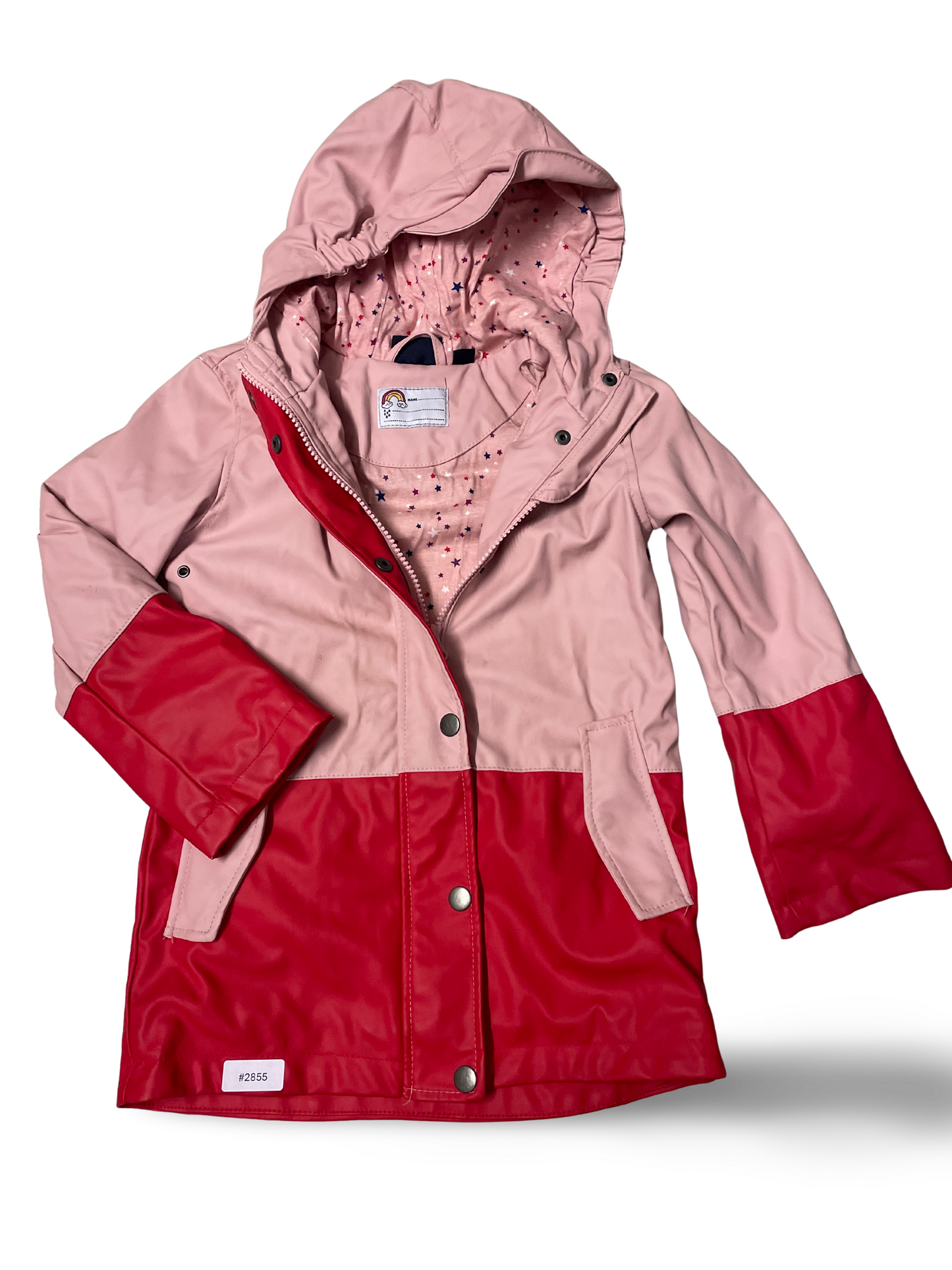 Rosa-rote Regenjacke mit Kapuze - Gr. 110