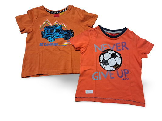 2er Bundle T-Shirts mit Paillettenmotiv - Gr. 92