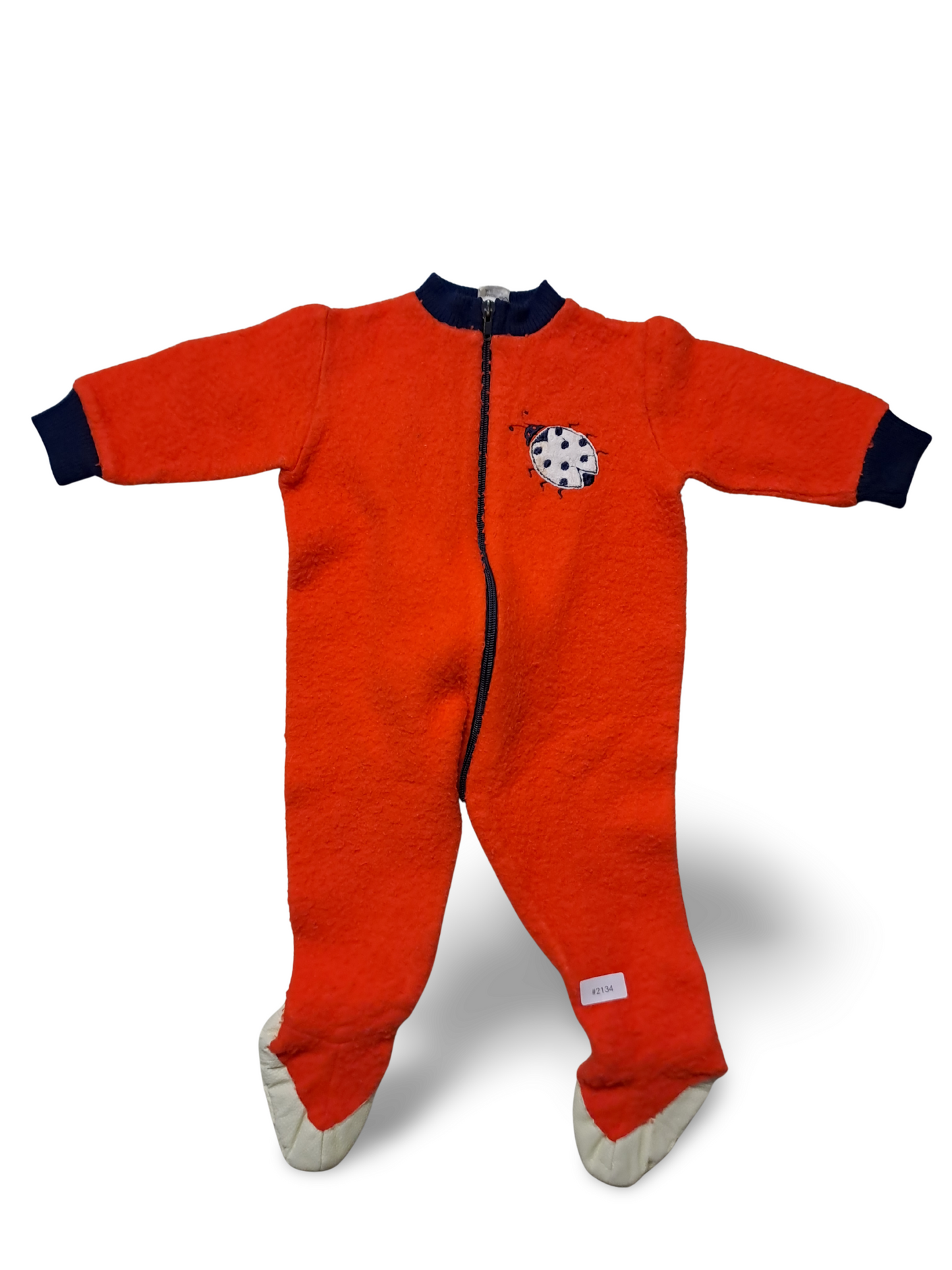 Roter Fleece-Strampler mit Fusschen - Gr. 80