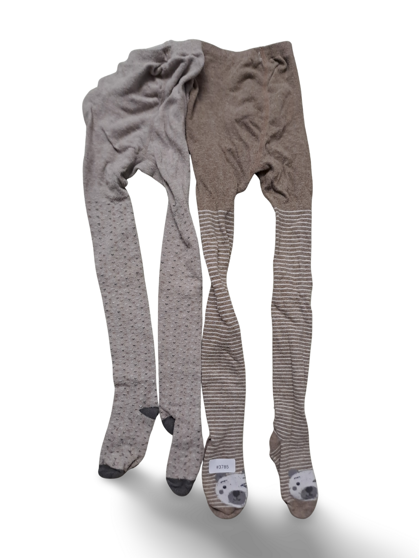 2er Bundle Strumpfhosen grau und beige mit Bärmotiv - Gr. 86