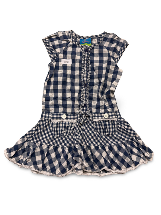 Kariertes Kleid mit Rüschen und Taschen - Gr. 98