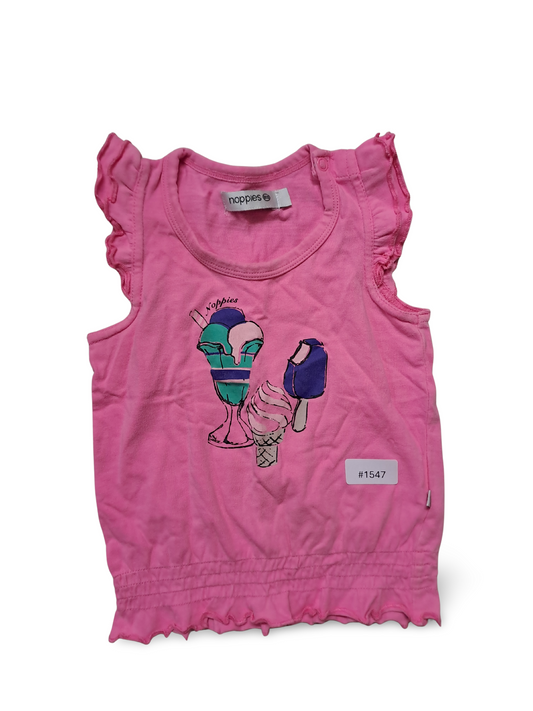 Rosa Top mit Rüschen und Eisprint - Gr. 80