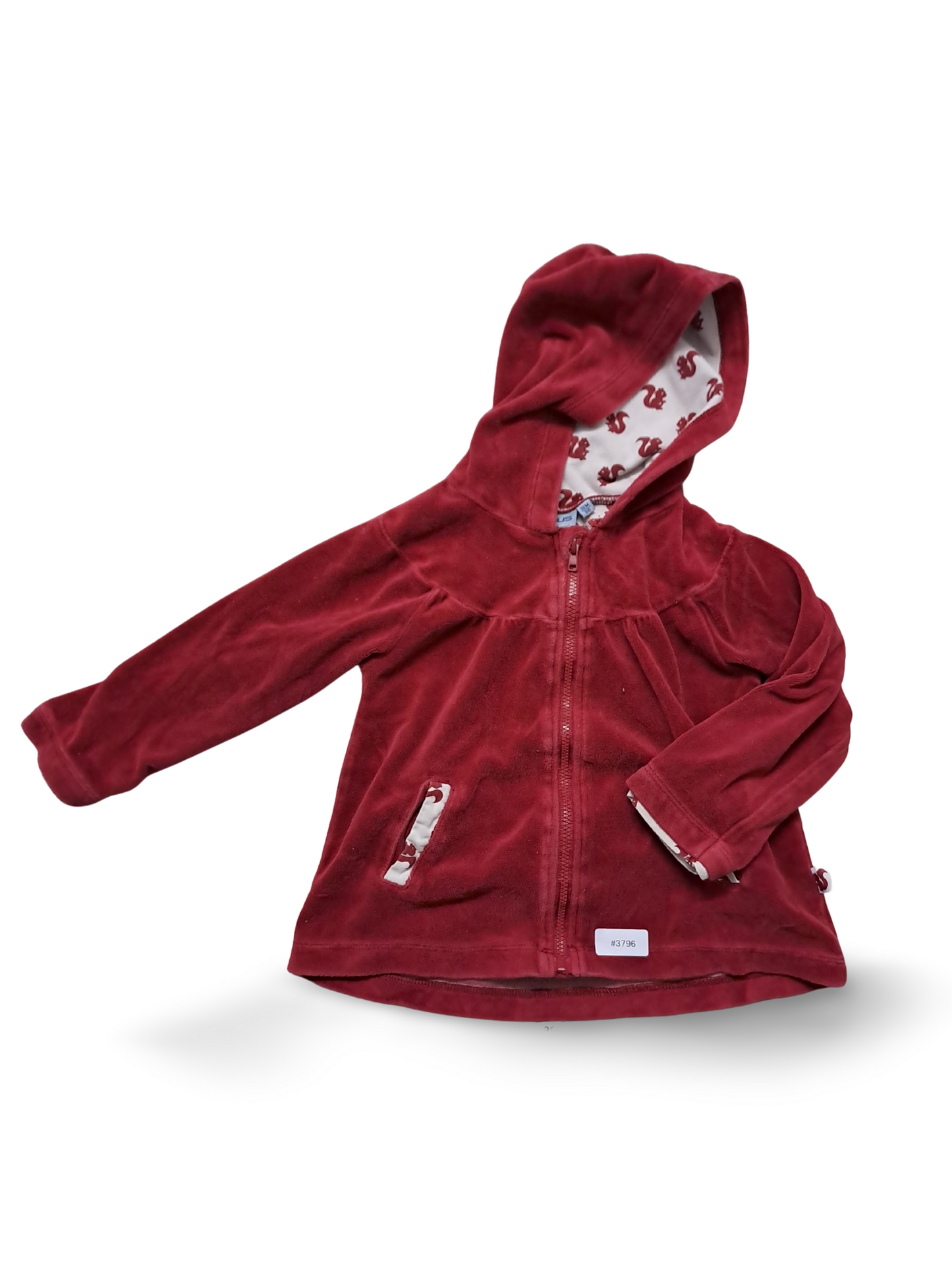 Kapuzenjacke Velours Rot - Gr. 86