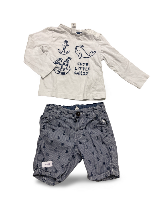 Zweiteiliges Set Langarmshirt und Shorts - Gr. 86