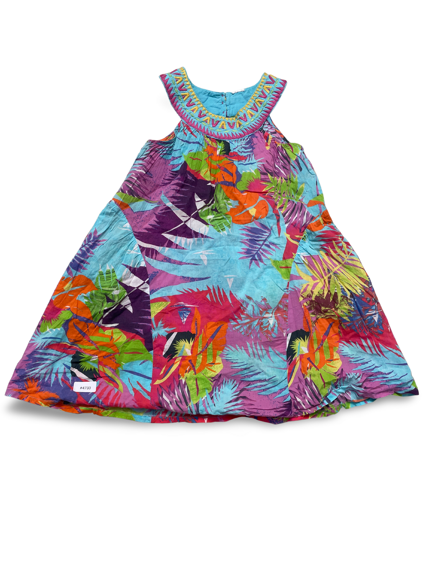 Buntes Sommerkleid mit besticktem Kragen - Gr. 128