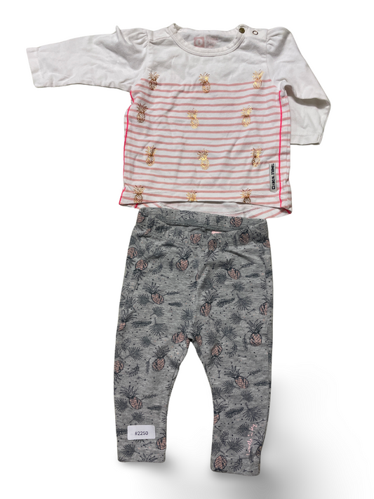 Zweiteiliges Set Langarmshirt mit Ananas und Leggings - Gr. 56