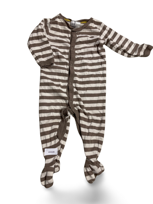 Gestreifter braun-weiss Strampler mit Füssen - Gr. 62