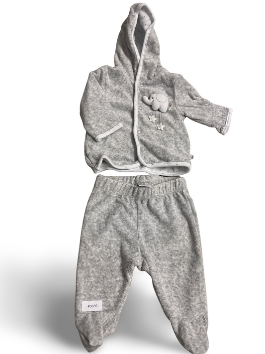 Zweiteiliges Babyset Kapuzenjacke und Hose mit Fusschen - Gr. 50