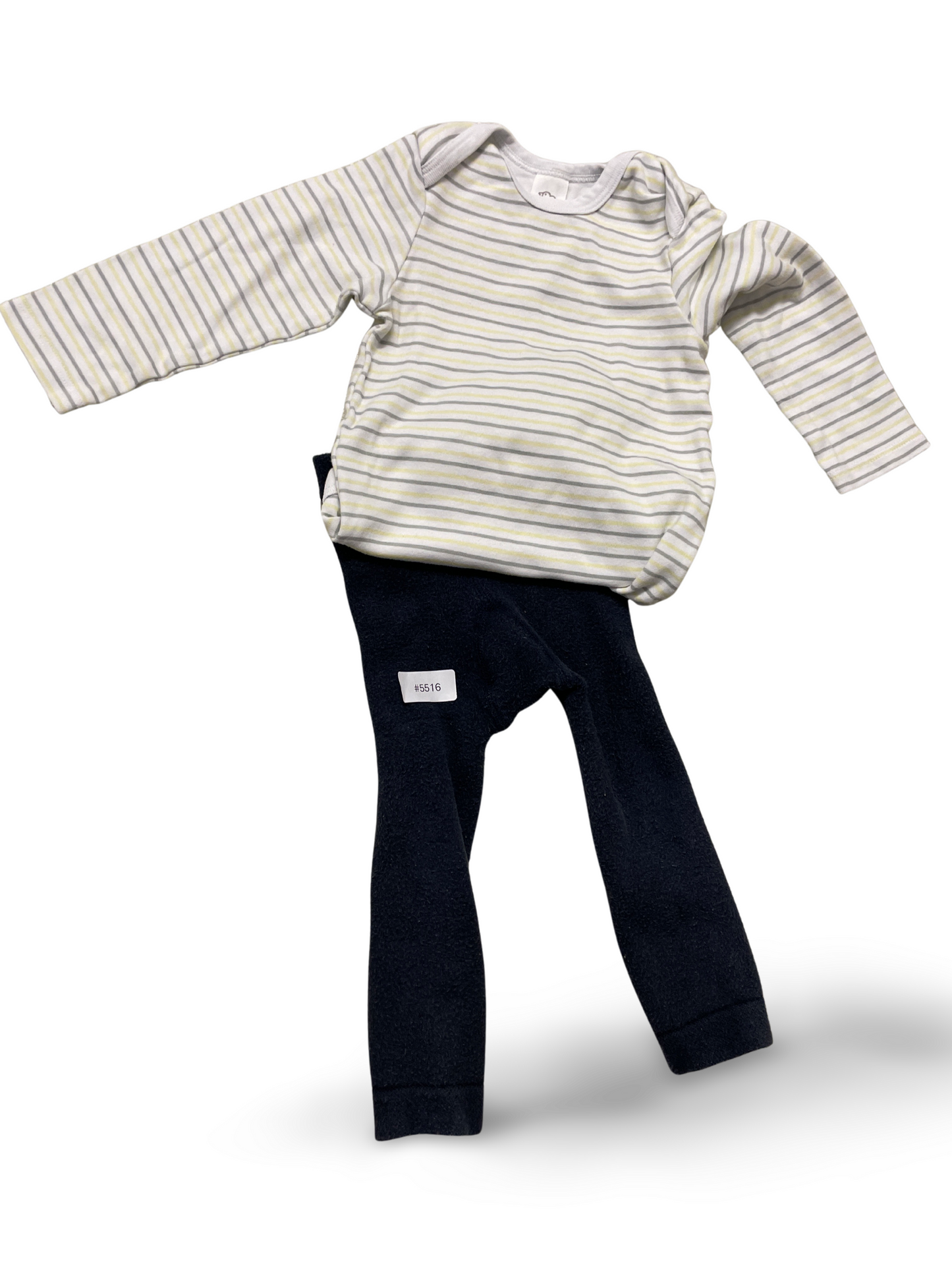 Gestreifter Babybody mit dunkelblauer Jogginghose - Gr. 80