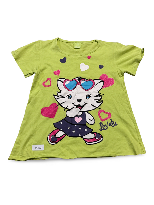 T-Shirt mit Katzenmotiv und Herzchen - Gr. 110