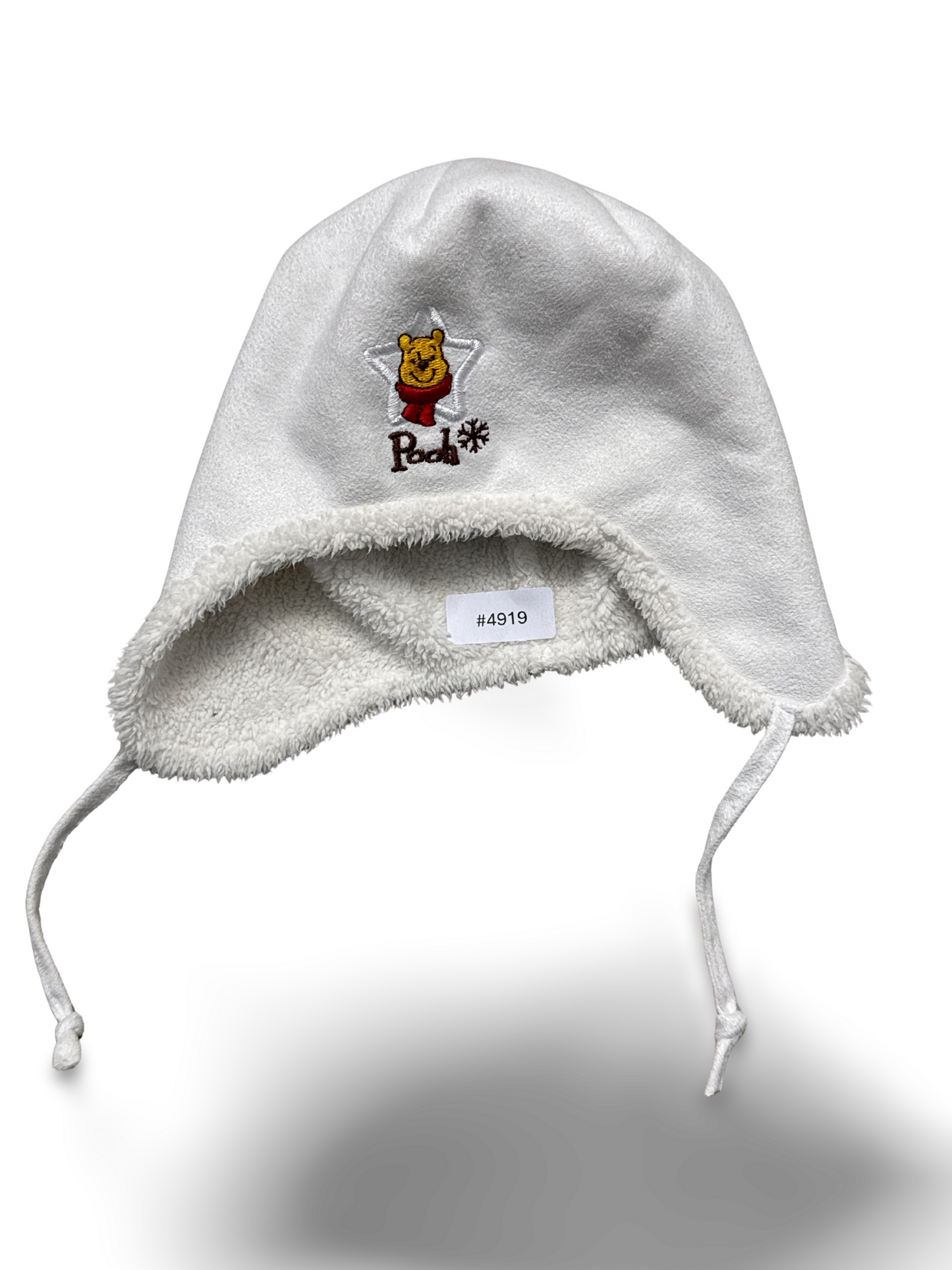 Babymütze mit Pooh-Stickerei und Bindeband - Gr. 98