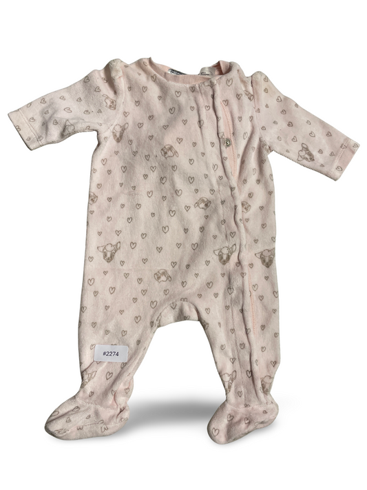 Strampler Rosa mit Herzchen und Hundemotiv - Gr. 50