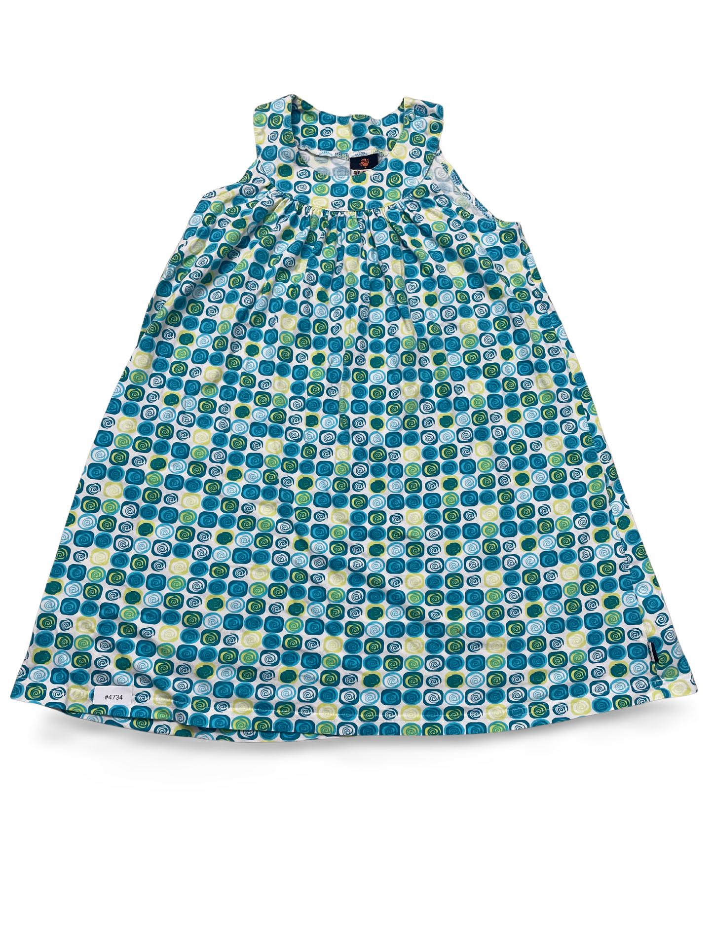 Sommerkleid mit blau-grünem Spiralmuster - Gr. 128