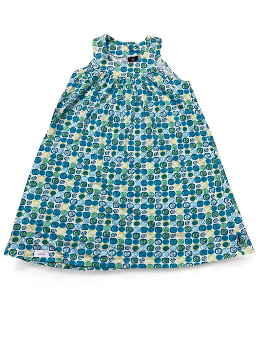 Sommerkleid mit blau-grünem Spiralmuster - Gr. 128