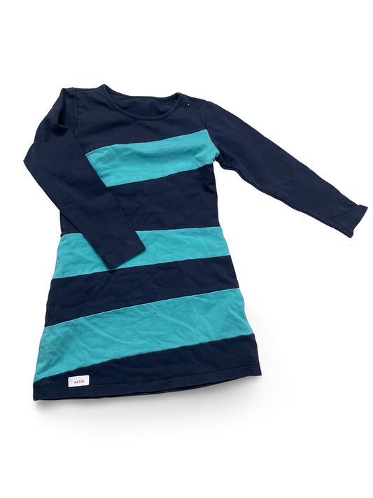 Gestreiftes Langarmkleid in Blau und Türkis - Gr. 128