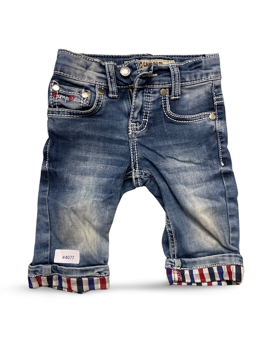 Jeanshose mit kariertem Umschlag - Gr. 74