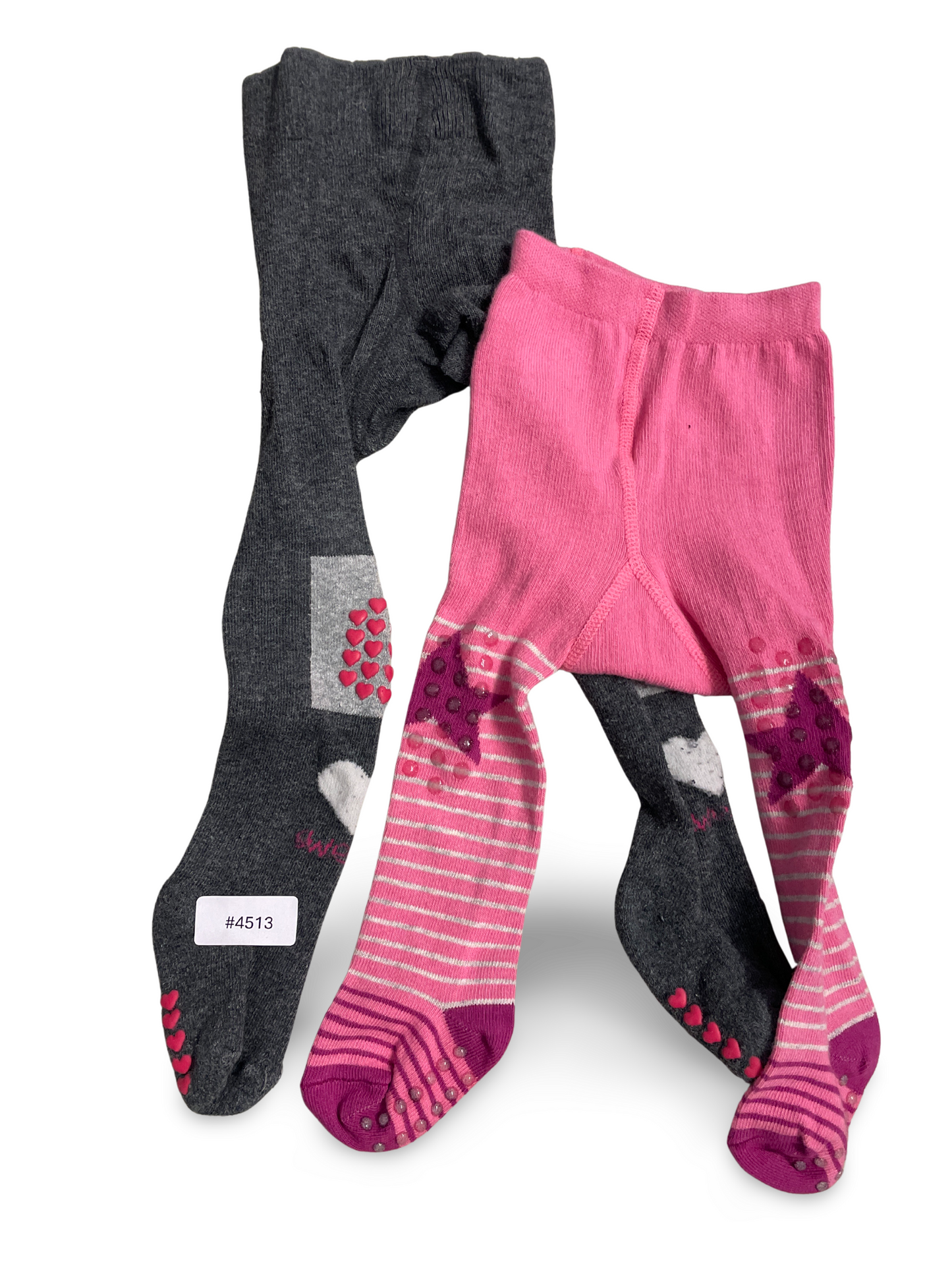 2-Pack Tights with Heart and Stripe Pattern - Size 62