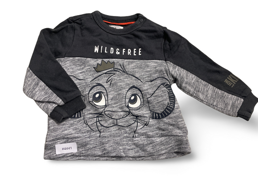 Grau-schwarzes Sweatshirt mit Löwenmotiv - Gr. 74