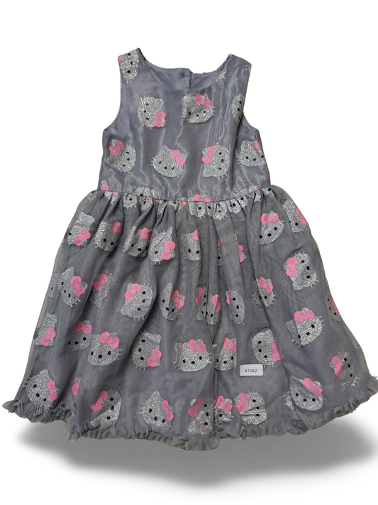 Grau-glitzerndes Kleid mit Hello Kitty-Motiv - Gr. 98