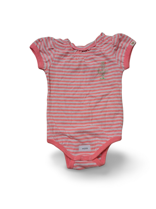 Rosa Gestreifter Kurzarm Strampler - Gr. 74