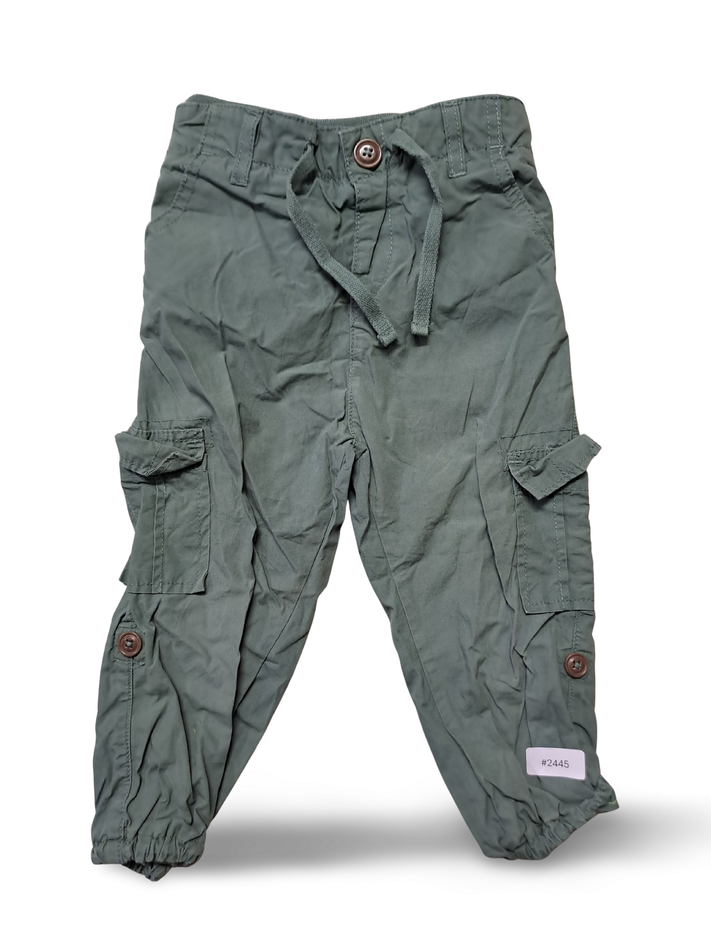 Grüne Cargohose mit Kordelzug und Cargo-Taschen - Gr. 92