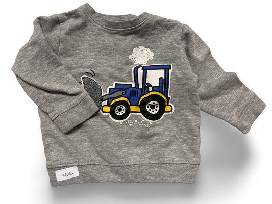 Graues Sweatshirt mit Traktorprint - Gr. 80