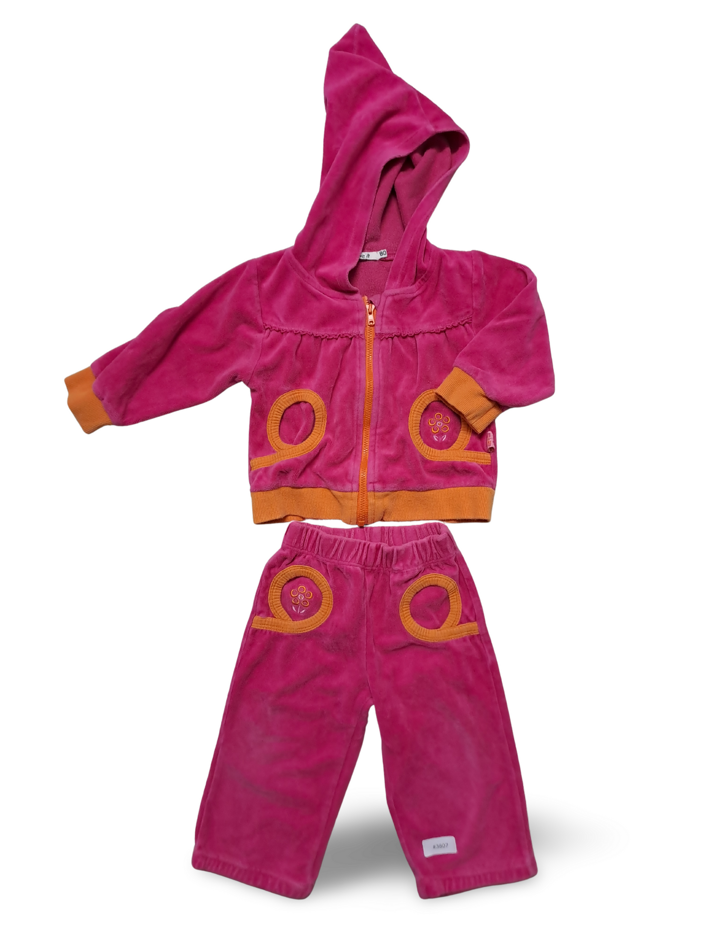 Velours Kapuzenjacke mit Jogginghose - Gr. 80