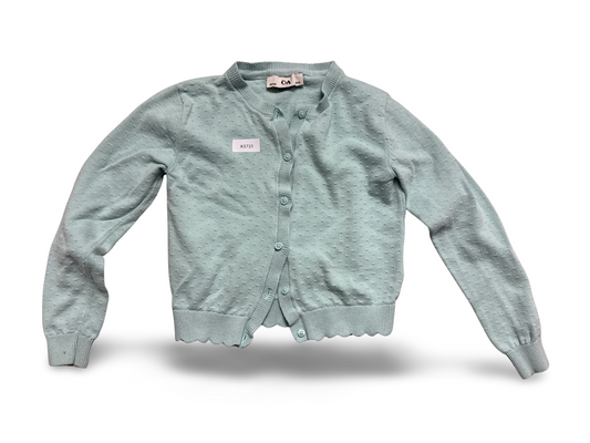 Mintfarbene Strickjacke mit Knopfleiste - Gr. 128