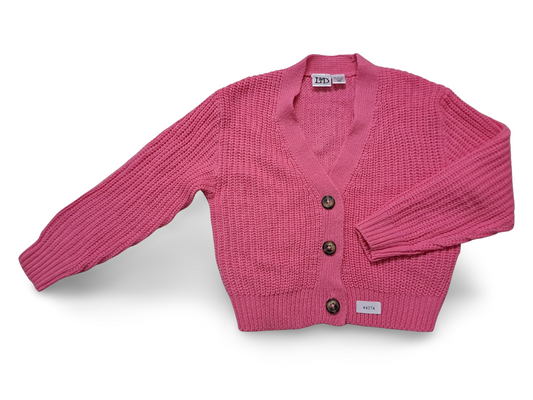 Rosa Strickjacke mit Knopfleiste - Gr. 122