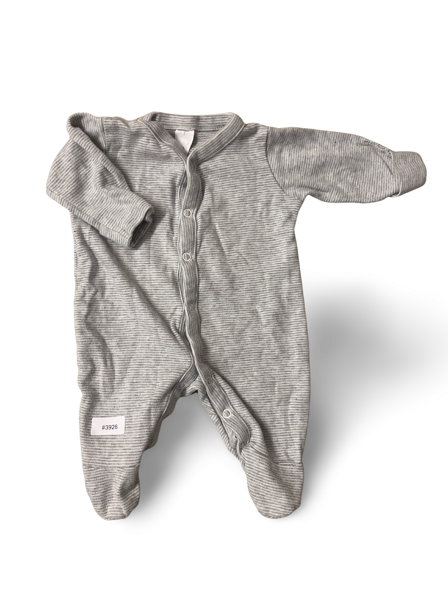 Grau gestreifter Strampler mit Fuss - Gr. 56