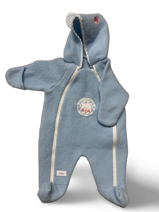 Strampler Fleece mit Kapuze und Füssen - Gr. 62