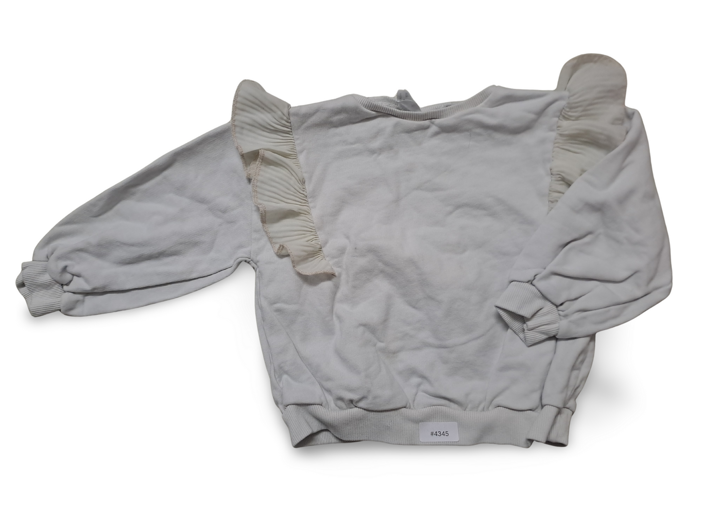 Weisses Sweatshirt mit Rüschen - Gr. 98