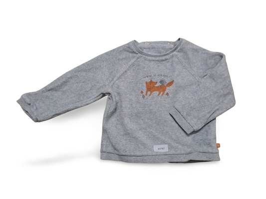 Pullover grau mit Fuchsmotiv - Gr. 86