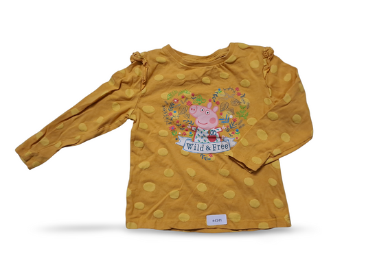 Langarmshirt gelb mit Peppa Pig Motiv - Gr. 98