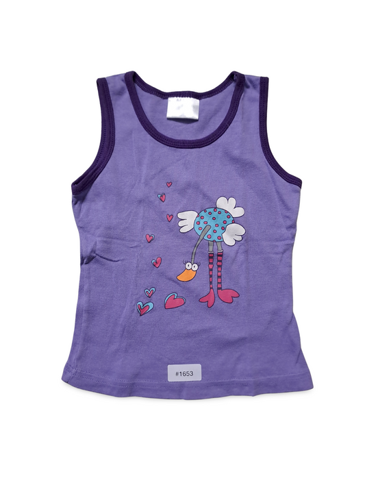 Lila Trägertop mit Vogelmotiv - Gr. 92