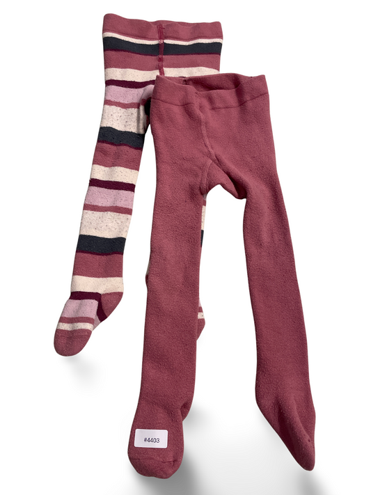 2er Bundle Strumpfhosen rosa und gestreift - Gr. 86