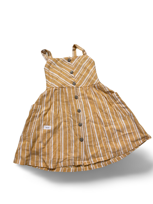 Gelb-weiss gestreiftes Kleid mit Knopfleiste - Gr. 104
