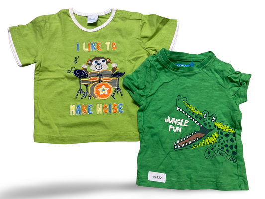 2er Bundle Grüne T-Shirts mit Tiermotiven - Gr. 68