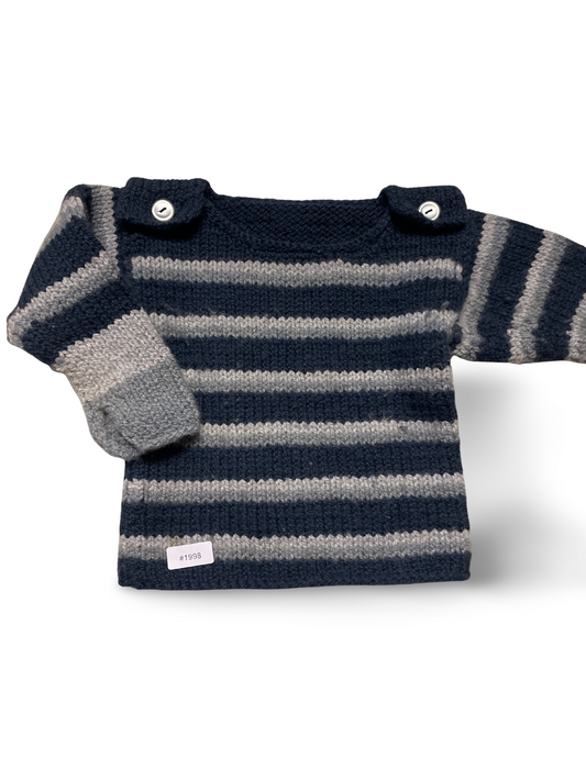 Gestreifter Strickpullover mit Schulterknöpfen - Gr. 86