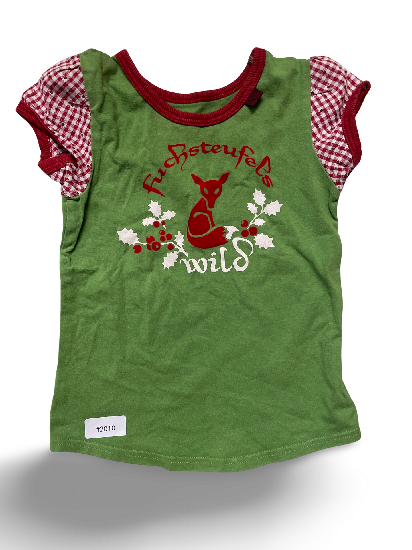 Grünes Kurzarmshirt mit Fuchsprint - Gr. 86