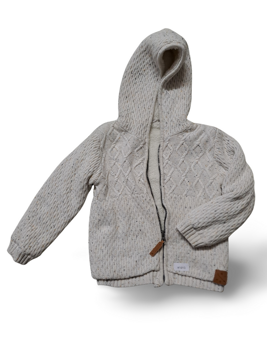 Gefütterte Strickjacke mit Kapuze und Reissverschluss - Gr. 98