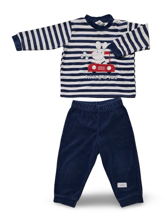 Gestreiftes Langarmshirt und Jogginghose - Gr. 86