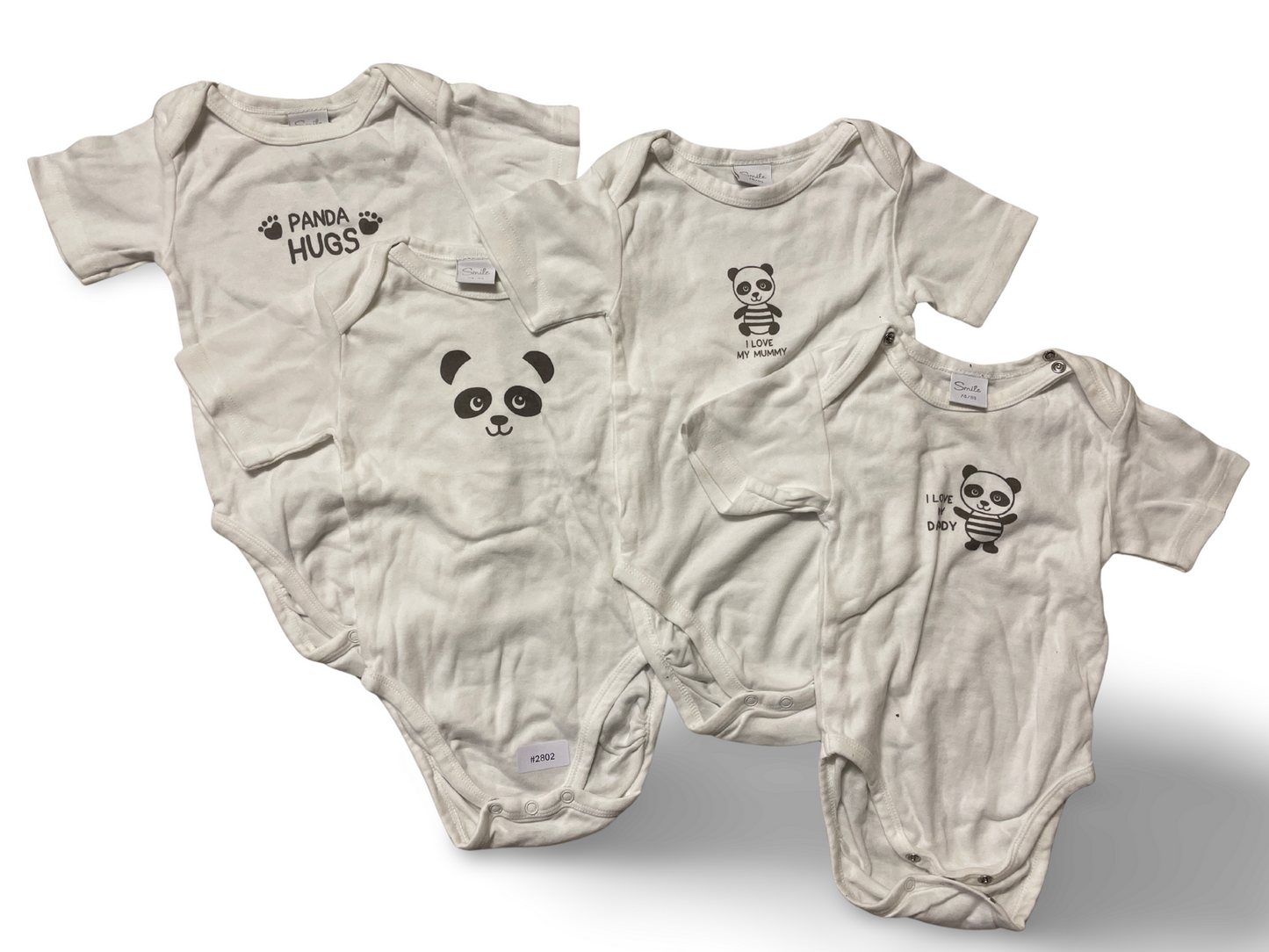4er Bundle Kurzarm-Bodys mit Panda-Motiv - Gr. 74