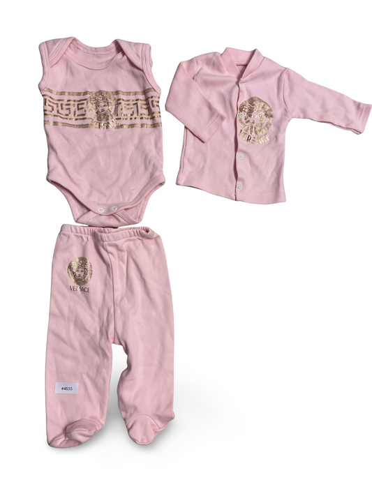 Babyset Strampler Jacke Strumpfhose Rosa - Gr. 62